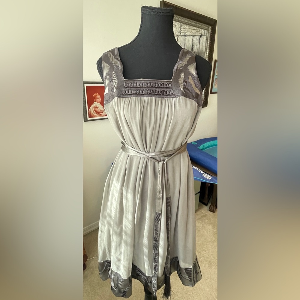 Embroidered Sleeveless Dress/tassel/wrap